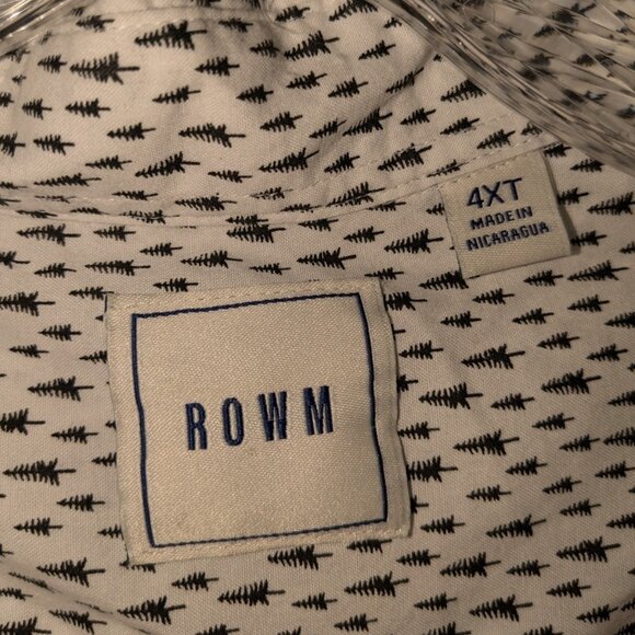 ROWM Mens 4XT Button-Down Shirt Tree Print Cotton Blend Long Sleeve - Picture 4 of 12
